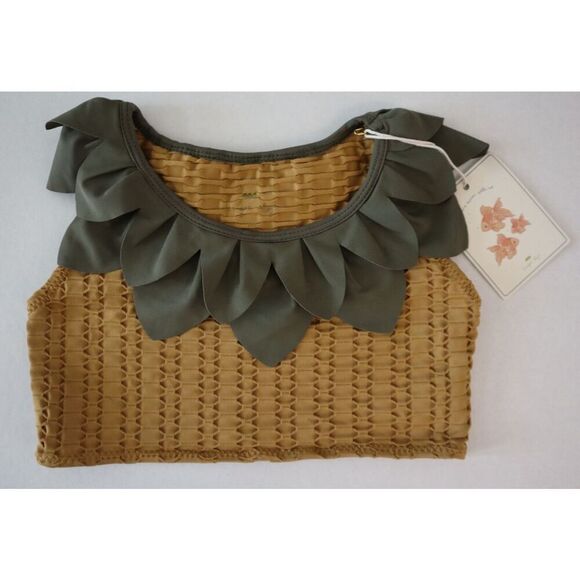 Konges Sløjd KS4050 Girl's Sz 5-6Y Bone Brown Pineapple 2-pc Bathing Suit - Picture 2 of 11